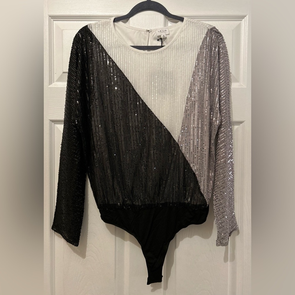Le Lis Sequin Colorblock Bodysuit